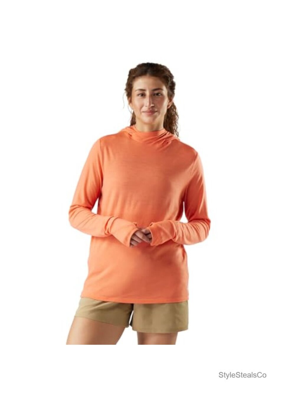 Women's Merino Wool Active Hoodie UPF 40+ Thumbholes Long Sleeve Pullover